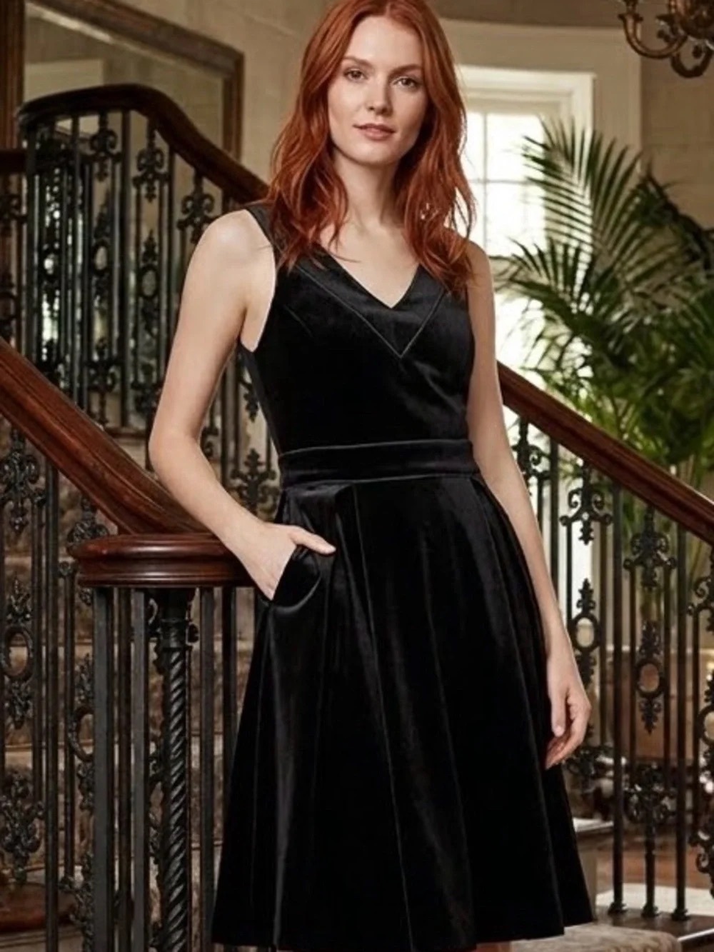 Maje New Black Velvet V-Neck Dress